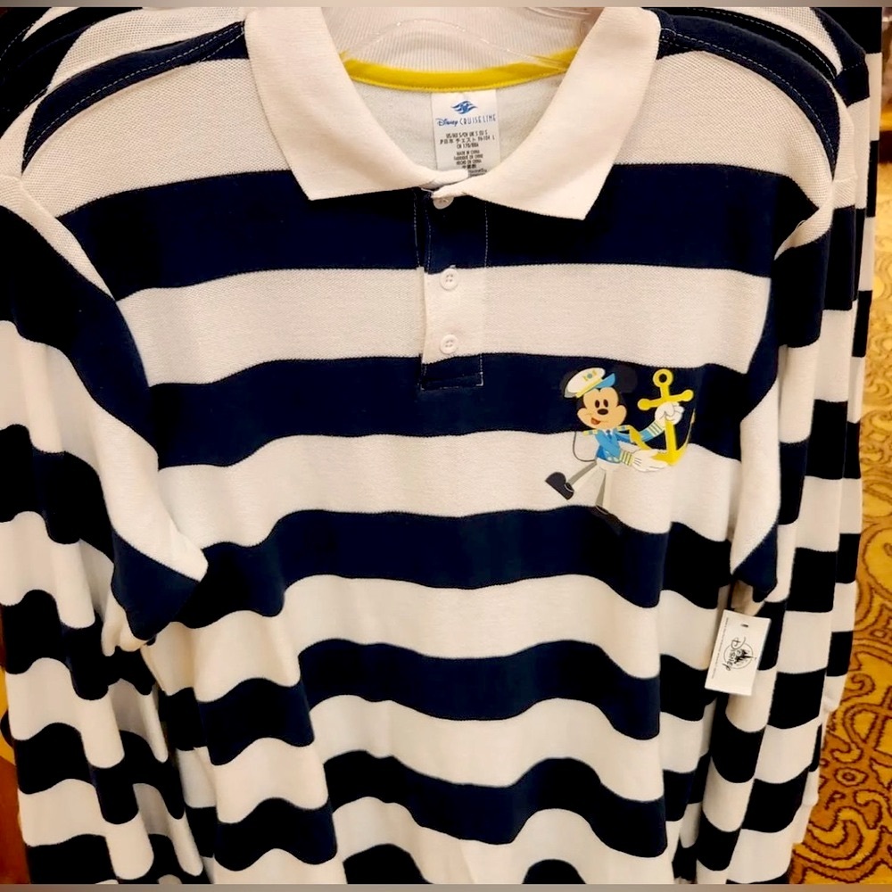 NWT - Disney Cruise Line Captain Mickey 1/4 Button Long Sleeve Polo